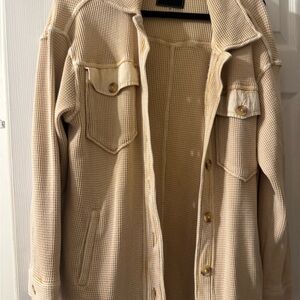Bagatelle Cream Waffle Knit Jacket
